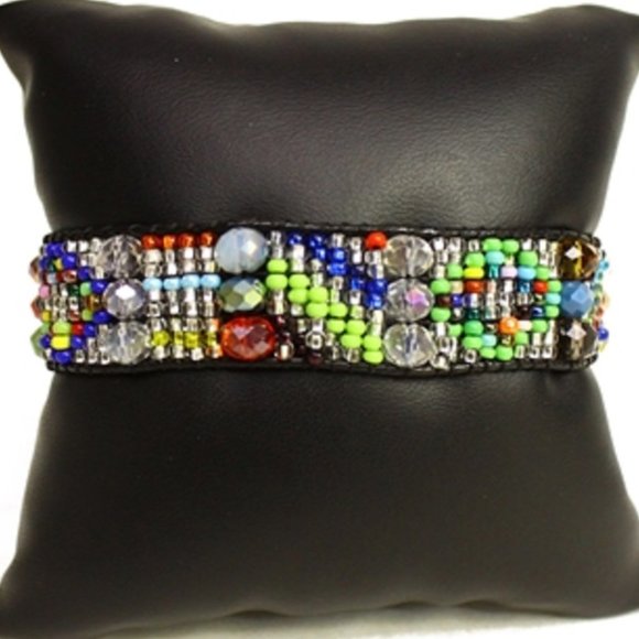 Czech Bead Santa Fe Bracelet CRYSTAL, MULTI-COLOR - Picture 1 of 1